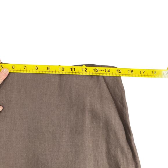 Eileen Fisher Brown A-Line Knee Length Ruffled Irish Linen Skirt Petite Small - Picture 7 of 8